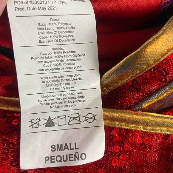 Wonder Woman Kids Costume Dress with Cape, Headband, Wristbands, and Belt- Small - Picture 6 of 10